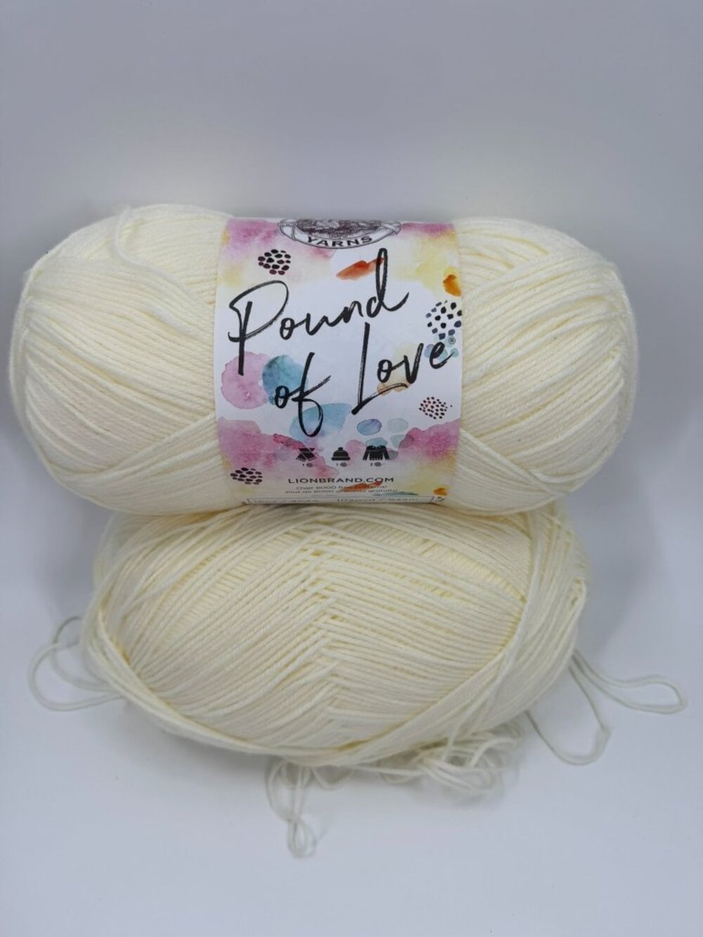 2 Skeins Lion Brand Yarn Pound of Love Antique White Weight 4 1020 yd 16 oz